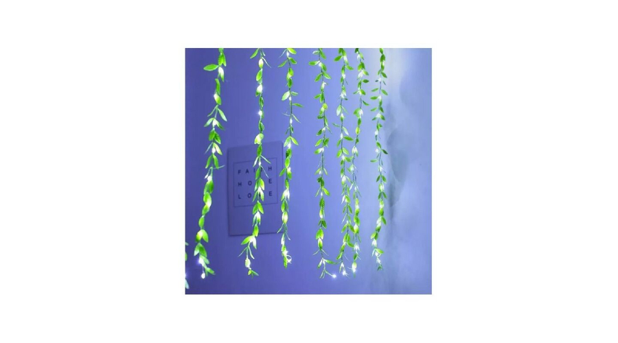 2x2 méteres ledes fényfüggöny apró zöld levelekkel, 8 program, sorolható, hideg