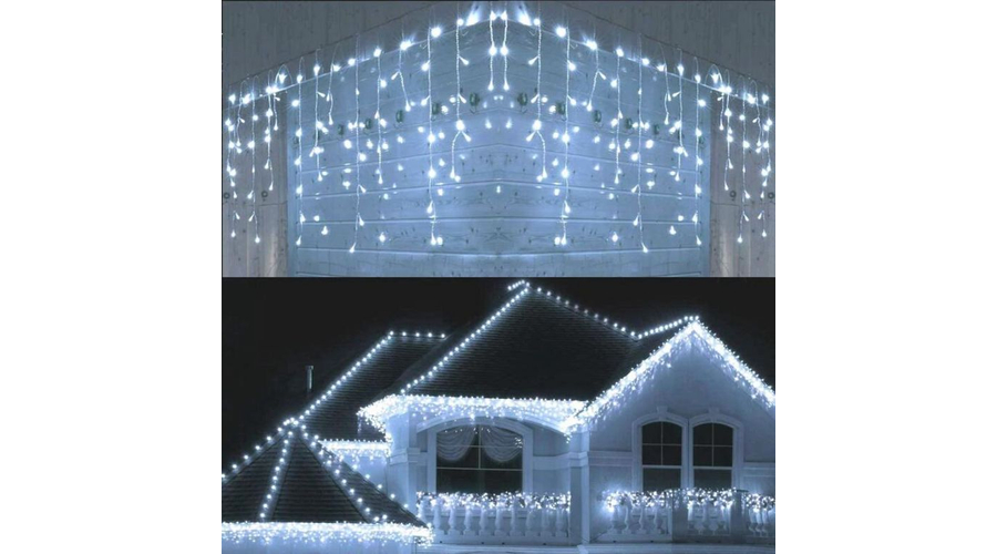 LED jégcsap fényfüzér 180 led Hideg fehér 8,5 méter