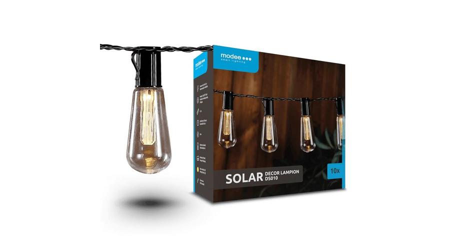 Retró Edison körte izzó forma LED Szolár Napelemes Dekor Lampion 10db 4,7m DS010