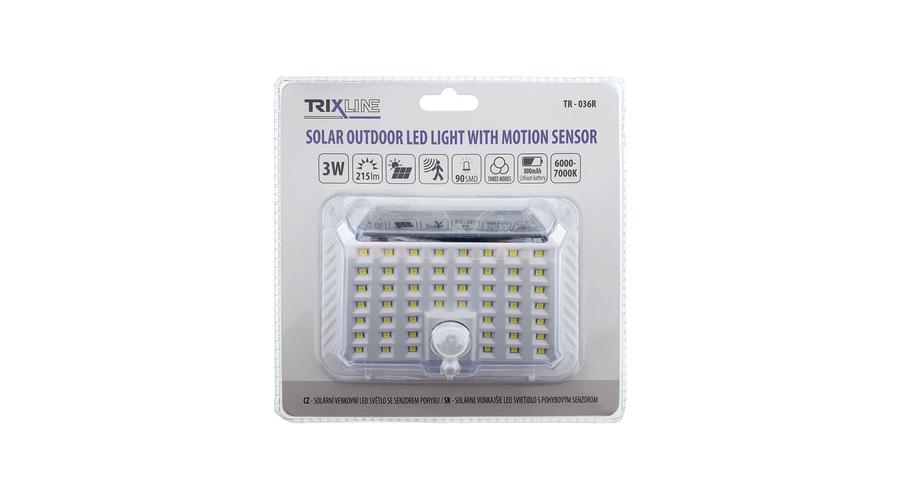 Napelemes  LED lámpa mozgásérzékelővel átlásztó burkolattal TR 036R
