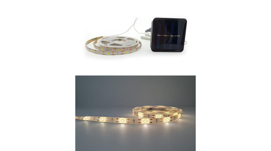 Napelemes LED szalag 5 méter - meleg fehér