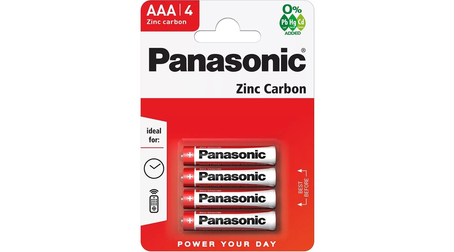 PANASONIC Zinc RED féltartós Mikroceruza elem AAA (R03) B4