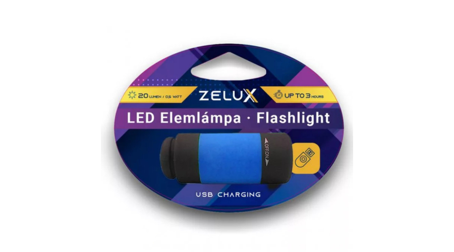 Zelux Led USB tölthető Elemlámpa 0,5W kék